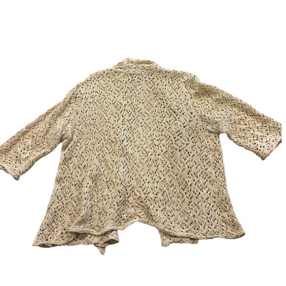 Eileen Fisher Shrug Cardigan Sweater Sz Medium Tan Crochet Knit Open Linen Blend - Picture 10 of 13